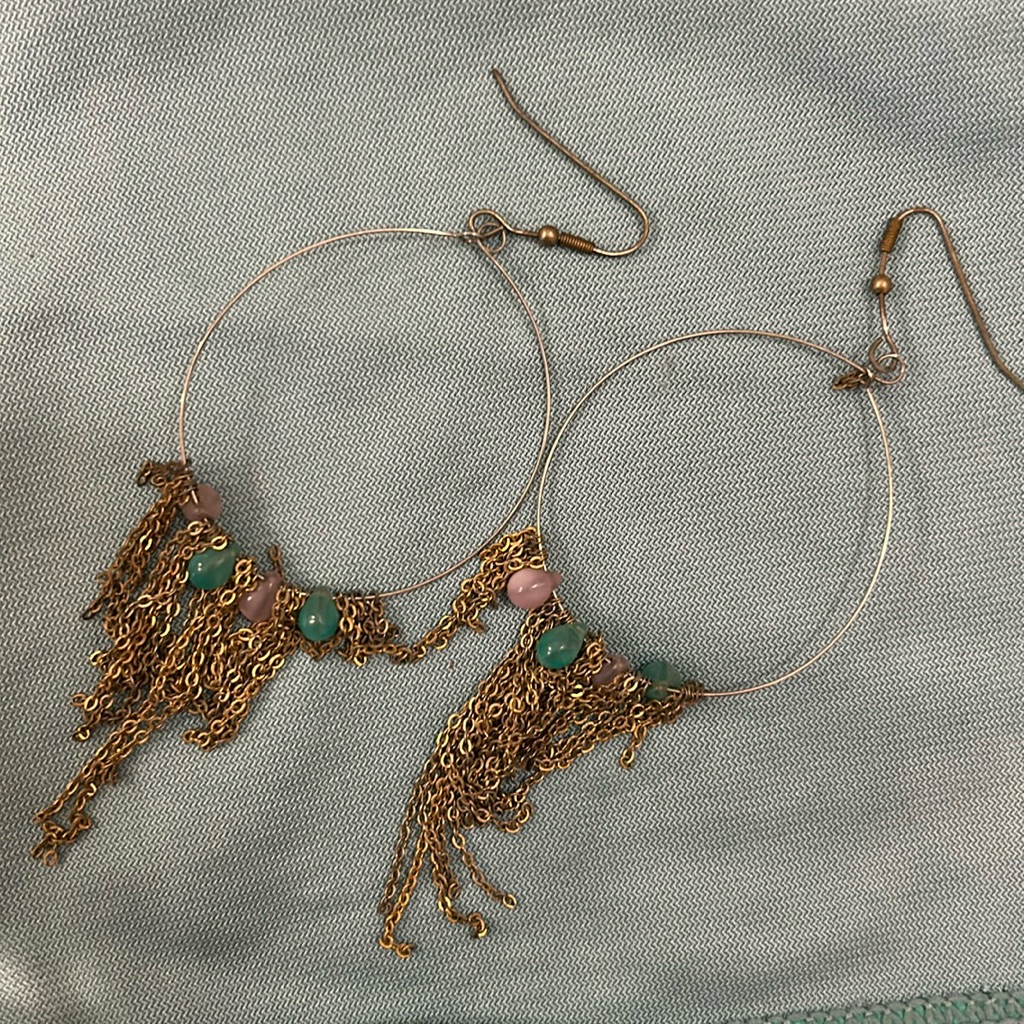 Bohemian Gold And Bi Colored Gem Earrings